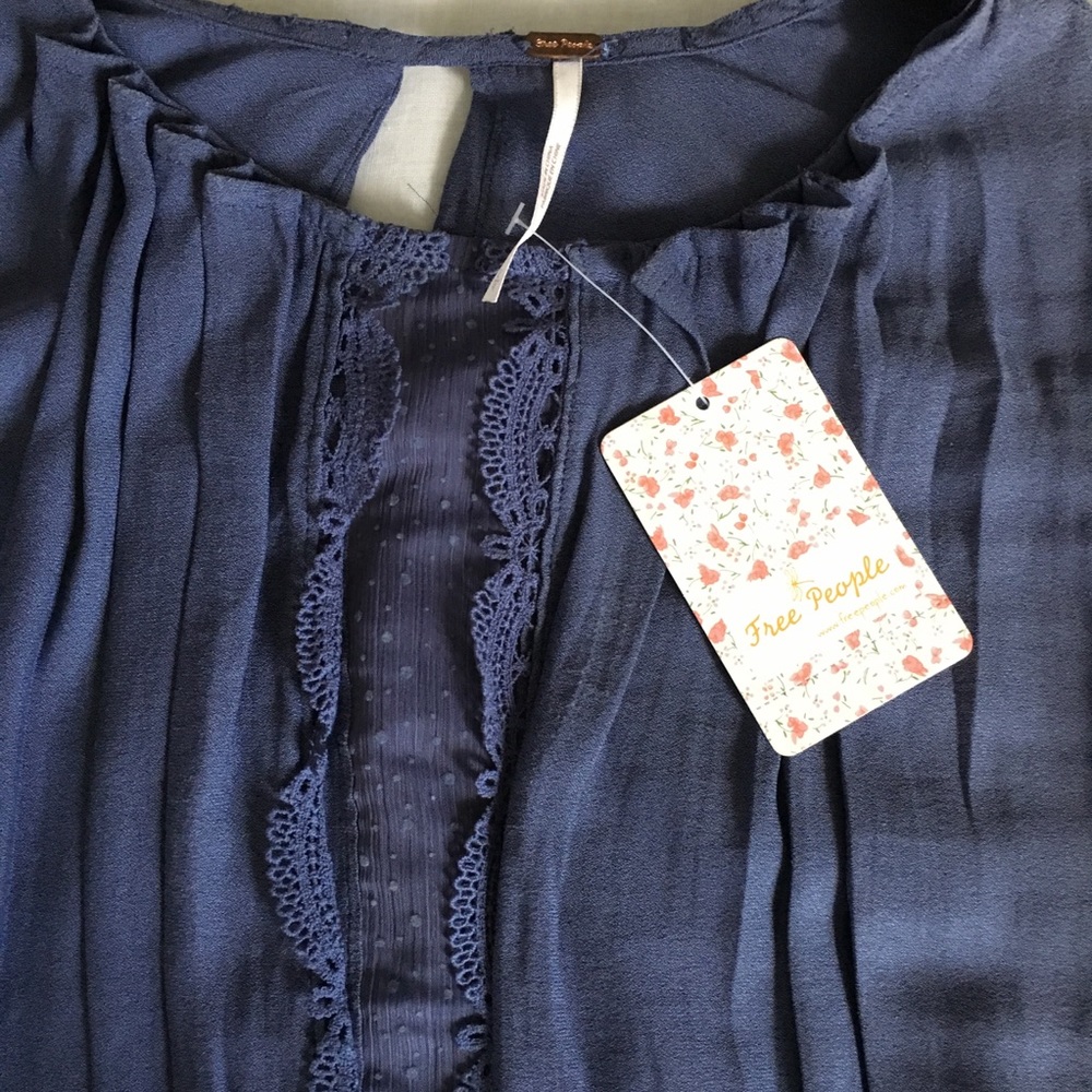 Free People Blue Soul Serene Lace Inset Blouse - Picture 7 of 8